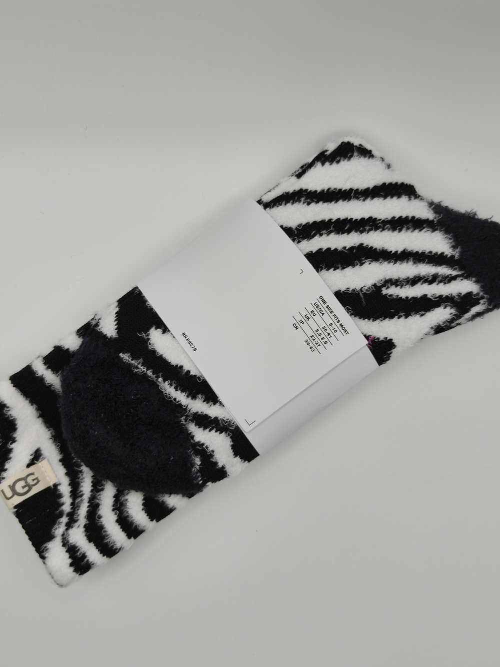 UGG Black & White Zebra Fuzzy Crew Socks - Picture 2 of 3